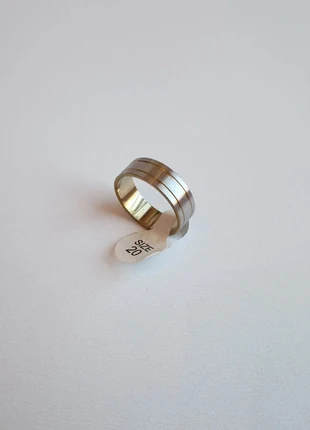 Anillo plateado con lineas doradas de acero, brand: Local, condizioni: Nuovo con cartellino, taglia: 18,5 mm Ø / 19,5, €2.50, €3.33 include la Protezione acquisti