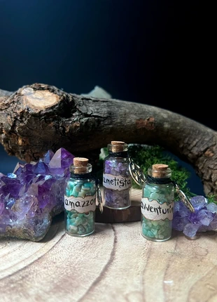 🔮 3 piccole boccette con pezzi di Ametista, Amazzonite e Avventurina naturali 🔮, marque: Witch, état: Comme neuf, 9,00 €, 10,15 € Protection acheteurs incluse