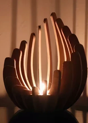 Photophore / Bougeoir décoratif en bois, encensoir – Design fleur moderne, condition: New without tags, €9.00, €10.15 includes Buyer Protection Pro