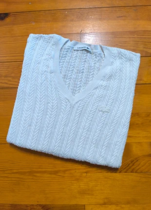 Pull à Col V - Torsadé - Lacoste - Blanc - Taille 38/M, marca: Lacoste, estado: Muy bueno, tamaño: M / 38 / 10, 49,99 €, 53,19 € Protección al comprador incluida