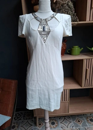 🤍Robe blanche chic au col bijou Élégance & originalité au rendez-vous, brand: B.P.C, condizioni: Nuovo senza cartellino, taglia: L / IT 44 / EU 40, €10.00, €11.20 include la Protezione acquisti