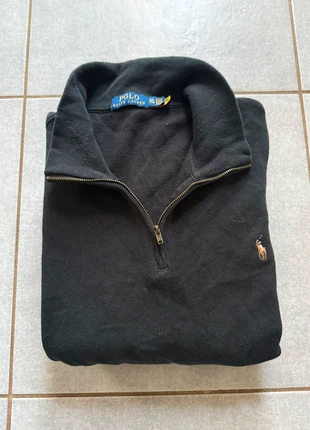 Pull Half zip 1/4 zip col camionneur Ralph Lauren | Taille XXL | Noir | Logo brodé doré, marke: Ralph Lauren, zustand: Sehr gut, größe: XXL, 50,00 €, 53,20 € inklusive Vinted-Käuferschutz
