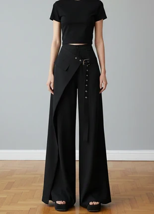 Pantalon large femme élégant couleur unie coupe régulière longue avec boutons, marca: Vintage Dressing, estado: Muito bom, tamanho: S / 36 / 8, €34.99, €37.44 inclui Proteção do Comprador