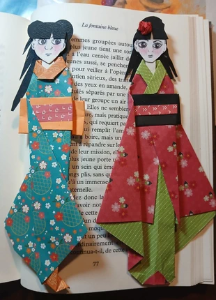Deux marques pages kokeshi style manga geisha en kimono#23, marca: Geisha, estado: Nuevo sin etiquetas, 11,00 €, 12,25 € Protección al comprador incluida