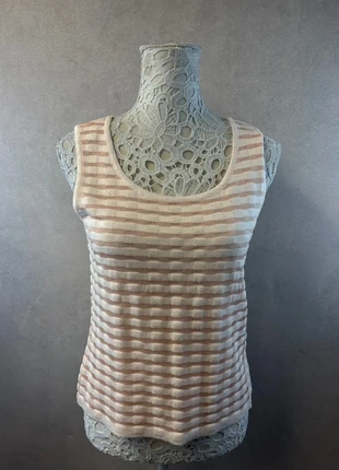 pull leger sans manche rayé beige et blanc Taille L – Lot P1, état: Très bon état, taille: L / 40 / 12, 7,20 €, 8,26 € Protection acheteurs (Pro) incluse