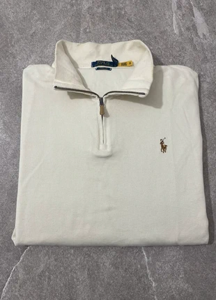 1/4 zip Ralph Lauren pull col camionneur blanc (a171, marque: Ralph Lauren, état: Très bon état, taille: L, 65,00 €, 68,95 € Protection acheteurs incluse