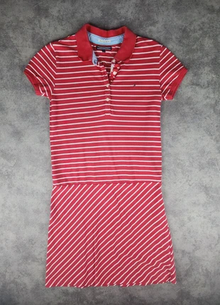 Robe en coton a rayures Tommy Hilfiger - Rouge et blanc - Taille 176cm / S, merk: Tommy Hilfiger, staat: Heel goed, maat: S / 36 / 8, € 20,00, € 21,70 inclusief Kopersbescherming