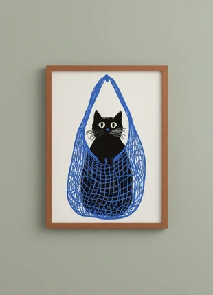 Kat canvas poster 30x40cm, merk: NO LABEL, staat: Heel goed, € 20,00, € 21,70 inclusief Kopersbescherming