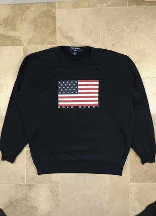 Sweat Polo Ralph Lauren Sport - Homme L - Noir flocage USA drapeau - Coton et acrylique, marque: Ralph Lauren, état: Bon état, taille: L, 45,00 €, 47,95 € Protection acheteurs (Pro) incluse