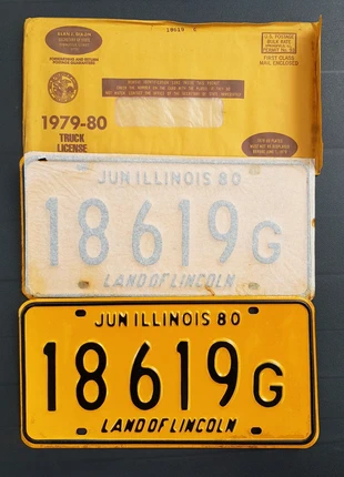Originele mooie kentekenplaten Illinois 1979-1980, merk: NO LABEL, staat: Heel goed, € 25,00, € 26,95 inclusief Kopersbescherming