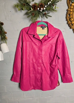 Fuchsia pink faux leather shacket 6-8 UK, brand: Primark, condition: Very good, size: XS / UK 4-6, £7.00, £8.05 includes Buyer Protection