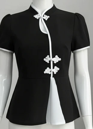 Haut Noir Col Mandarin Noeud ~ T M.38 Neuf, marca: Tendance, estado: Muito bom, tamanho: M / 38 / 10, €47.99, €51.09 inclui Proteção do Comprador