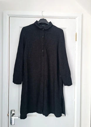 Zara Dark Grey Knitted Tunic Dress Size M Button Collar Side Slits, brand: Zara, condition: Very good, size: M / UK 12-14, £12.00, £13.30 includes Buyer Protection