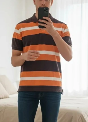 Polo Ralph Lauren en taille XL à rayures blanc, bleu marine et orange et logo brodé bleu, marca: Ralph Lauren, estado: Muito bom, tamanho: XL, €24.99, €26.94 inclui Proteção do Comprador