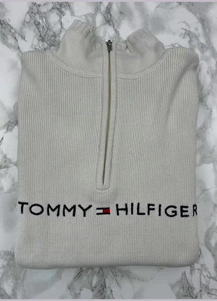 Sweat/Pull 1/4 Zip, Halfzip Tommy Hilfiger Blanc / Col camionneur / Logo brodé / Taille XL Femme, marque: Tommy Hilfiger, état: Très bon état, taille: XL / 42 / 14, 35,00 €, 37,45 € Protection acheteurs incluse
