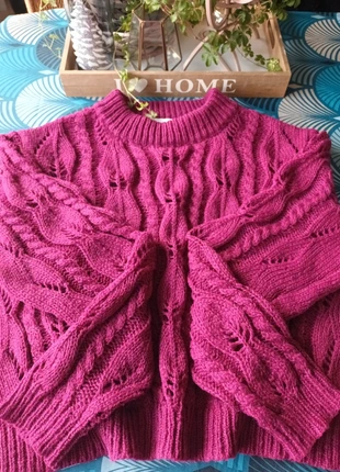 Pull torsadé épais rose foncé Promod T42, brand: Promod, condition: Very good, size: XL / 42 / 14, €20.00, €21.70 includes Buyer Protection