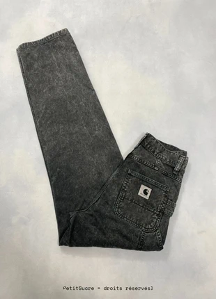 Jean Carhartt wip Gris Noir Femme Double Knee Pant Large Carpenter Denim - Taille XS w24 #1090, marca: Carhartt, estado: Muito bom, tamanho: XS / 34 / 6, €49.00, €52.15 inclui Proteção do Comprador Pro