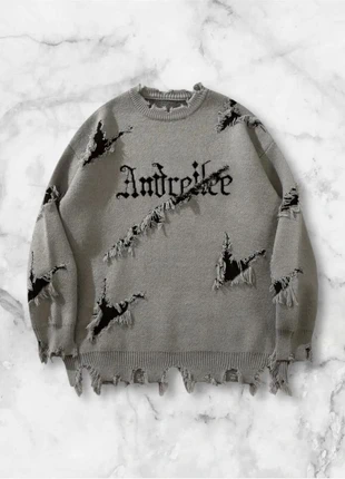 Pull gris effet destroyed / usé taille M style streetwear oversize Y2K vintage, marca: y2k, estado: Muito bom, tamanho: M, €35.00, €37.45 inclui Proteção do Comprador Pro