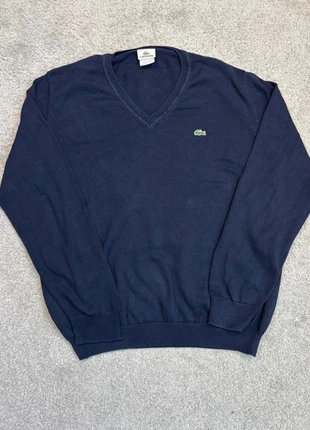 Pull col V en coton Lacoste vintage | Taille L Hommes | bleu marine logo brodé, marca: Lacoste, estado: Muy bueno, tamaño: L, 23,00 €, 24,85 € Protección al comprador Pro incluida