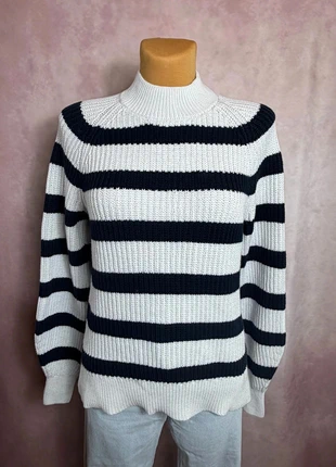 Pull a col roulé marinière blanc et bleu marine Tommy Hilfiger logo brodé | Taille XS | pf76, marca: Tommy Hilfiger, estado: Muito bom, tamanho: XS / 34 / 6, €14.95, €16.40 inclui Proteção do Comprador Pro