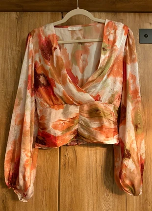 Bluse Batik Stil mit Glitzer neu Coral Bordeaux grün Wasserfall, brand: Flamant Rose, condizioni: Nuovo senza cartellino, taglia: M / IT 42 / EU 38, €15.00, €16.45 include la Protezione acquisti