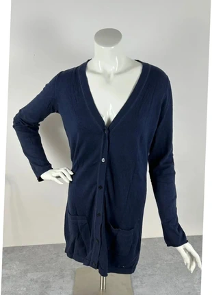 56. Cardigan gilet bouton Tommy Hilfiger femme | Bleu marine | Coton & cachemire | XL, merk: Tommy Hilfiger, staat: Heel goed, maat: XL / 42 / 14, € 15,00, € 16,45 inclusief Kopersbescherming Pro
