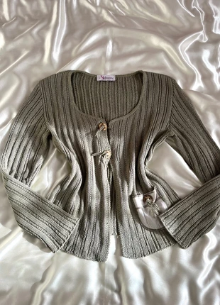 Cardigan vert fendu à boutons en bois - y2k bohème féerique, condition: Very good, size: L / 40 / 12, €21.00, €22.75 includes Buyer Protection Pro
