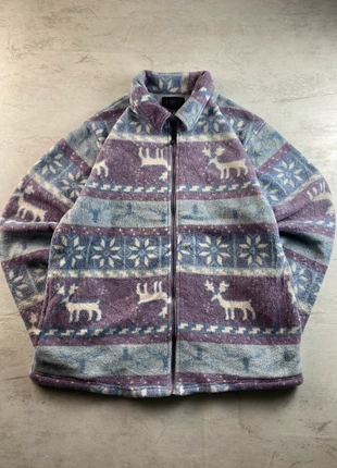 Polaire crazy Vintage Années80s 90s Motif Fair Isle Renne noel Flocon Violet Bleu Taille M, brand: Vintage Dressing, condition: Very good, size: M / 38 / 10, €35.00, €37.45 includes Buyer Protection
