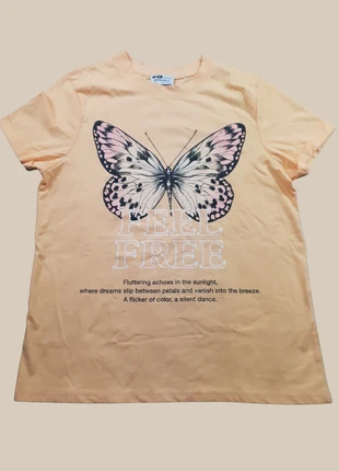 Tee-shirt Basic | Motif Papillon Imprimé Orange Abricot Corail Casual | Femme Taille M, brand: FB Sister, condizioni: Ottime, taglia: M / IT 42 / EU 38, €9.90, €11.10 include la Protezione acquisti