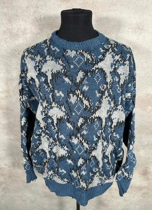 pull Hiver Ethnic Vintage 80s 90s y2k Sportsfashion bleu gris serpenté taille XL, brand: Vintage Dressing, condition: Very good, size: XL, €27.00, €29.05 includes Buyer Protection Pro