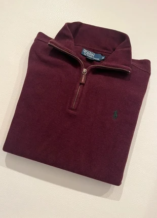 Pull 1/4 Zip Col Camionneur Ralph Lauren – Bordeaux – Logo Cavalier – Taille M - SKU 104, brand: Ralph Lauren, condizioni: Ottime, taglia: M, €49.00, €52.15 include la Protezione acquisti Pro