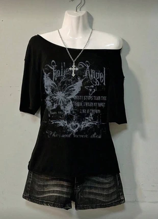 T-shirt ample noir à manches courtes, imprimé vintage punk Y2K, brand: Punk, condizioni: Ottime, taglia: S / IT 40 / EU 36, €20.00, €21.70 include la Protezione acquisti