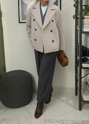 Manteau court élégant double boutonnage crème – chic automne/hiver (Taille S), brand: Maison Élancé, condition: Very good, size: S / 36 / 8, €74.90, €79.35 includes Buyer Protection