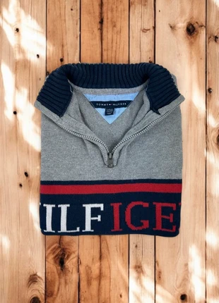 Pull 1/4 Zip, Tommy Hilfiger Gris,Bleu / Col camionneur / Logo brodé / Taille M Homme vintage, brand: Tommy Hilfiger, condizioni: Ottime, taglia: M, €40.00, €42.70 include la Protezione acquisti Pro