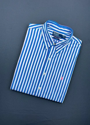 Chemise Homme - Custom Fit - Rayures Blanches et Bleues - Logo brodé Rose Ralph Lauren - Taille XL, marca: Ralph Lauren, estado: Muy bueno, tamaño: XL, 50,00 €, 53,20 € Protección al comprador Pro incluida