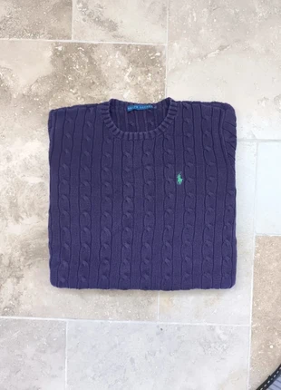 Pull col rond torsadé Ralph Lauren - Homme S - Violet logo bleu clair- 100% coton, marque: Ralph Lauren, état: Bon état, taille: S, 75,00 €, 79,45 € Protection acheteurs (Pro) incluse