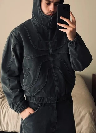 Veste techwear denim zippé à capuche 🖤, merk: Jolva, staat: Heel goed, maat: L, € 55,00, € 58,45 inclusief Kopersbescherming Pro