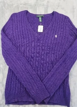 Pull torsadé/ tresser femme Ralph Lauren M violet coton col V cable knit logo RLL brodé vintage pu05, marque: Ralph Lauren, état: Très bon état, taille: M / 38 / 10, 31,00 €, 33,25 € Protection acheteurs (Pro) incluse