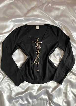 Top noir à œillets et laçage léopard style coquette y2k, marque: Top Vintage, état: Très bon état, taille: M / 38 / 10, 19,00 €, 20,65 € Protection acheteurs (Pro) incluse