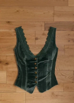 Débardeur Sans Manches en Dentelle – Vert Foncé, Boutonné, Superposition Chaude Hiver, marque: MIRAYA COLLECTION, état: Très bon état, taille: S / 36 / 8, 41,65 €, 44,43 € Protection acheteurs incluse