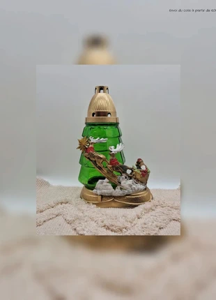 Lanterne décorative de Noël en forme de sapin vert avec traîneau du Père Noël doré, marque: Noël, état: Neuf sans étiquette, 19,00 €, 20,65 € Protection acheteurs incluse