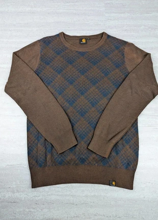 Pull ras de cou Carhartt – marron & bleu – taille M – motif écossais vintage, marque: Carhartt, état: Très bon état, taille: M, 34,00 €, 36,40 € Protection acheteurs incluse