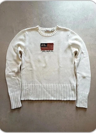 Pull en maille vintage Ralph Lauren flag/drapeau américain col rond 100% coton blanc taille M, marke: Ralph Lauren, zustand: Gut, größe: M / 38 / 10, 28,90 €, 31,05 € beinhaltet Vinted-Käuferschutz Pro