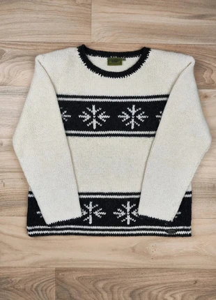 Pull chaud d'hiver, rétro vintage 80, Y2K, col rond, blanc et noir, oversize, taille XL homme, brand: country blue, condition: Very good, size: XL, €13.00, €14.35 includes Buyer Protection Pro