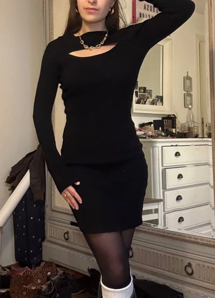 Black Ribbed Bodycon Dress, Long Sleeve Fitted Dress – Elegant Night-Out / Partywear – one size, marque: Vintage Dressing, état: Neuf sans étiquette, taille: S / 36 / 8, 14,00 €, 15,40 € Protection acheteurs incluse