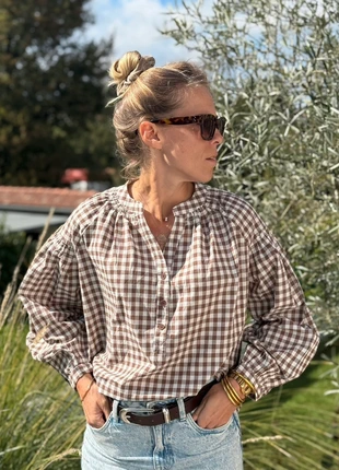 Blouse Vichy chocolat en Coton Taille SM, état: Très bon état, taille: S / 36 / 8, 34,00 €, 36,40 € Protection acheteurs (Pro) incluse