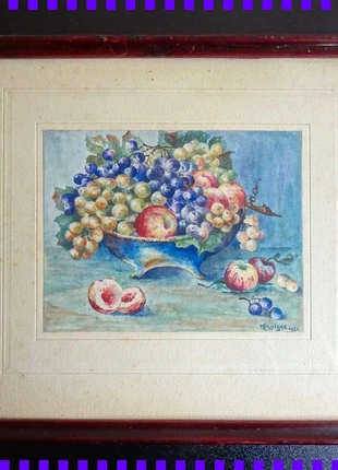 Aquarelle Bouquet de Fruits Signée C Desseigne / 1921 / Peinture Tableau, brand: Aquarelle Bouquet de Fruits Signée / 1921, condizioni: Ottime, €59.00, €62.65 include la Protezione acquisti Pro