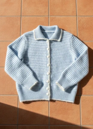 Cardigan bleu ciel rayé boutonné – taille M – style cute cosy hiver, brand: eloria, condizioni: Ottime, taglia: M / IT 42 / EU 38, €44.99, €47.94 include la Protezione acquisti Pro