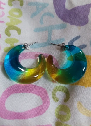 Blue & Green Ombre Acrylic Hoop Earrings – Y2K Vibe 🌈, brand: Claire's, condition: New without tags, £2.00, £2.80 includes Buyer Protection
