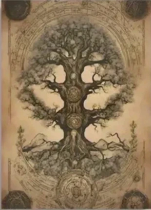 Toile sans cadre celtique viking 22,32/30,48 cm Arbre de vie, condition: Like new, €4.00, €4.90 includes Buyer Protection